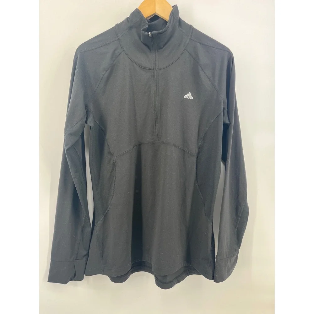 Adidas Mens Climalite Quarter Zip Pullover Black Long Sleeve Training Top XL